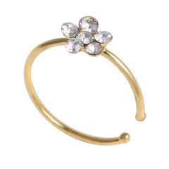 12pcs Rhinestone Flower Hoop Clip-On Nose Ring Women Girls