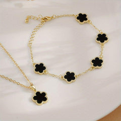 Women's Star Flower Bracelet & Necklace Set Wedding Gift