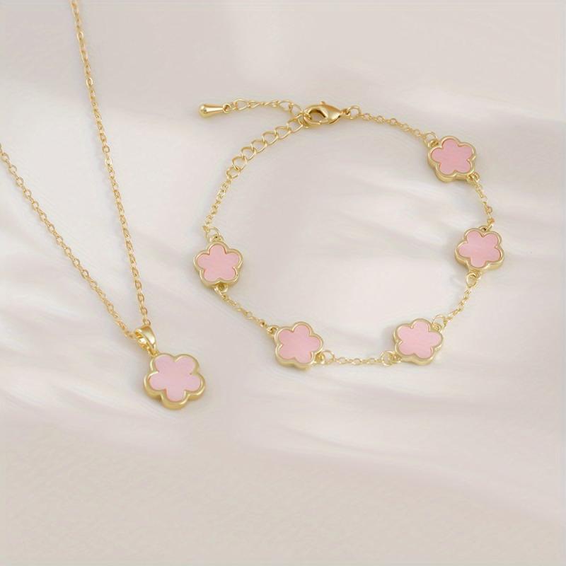 Women's Star Flower Bracelet & Necklace Set Wedding Gift
