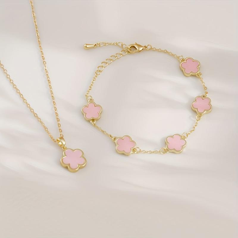 Women's Star Flower Bracelet & Necklace Set Wedding Gift