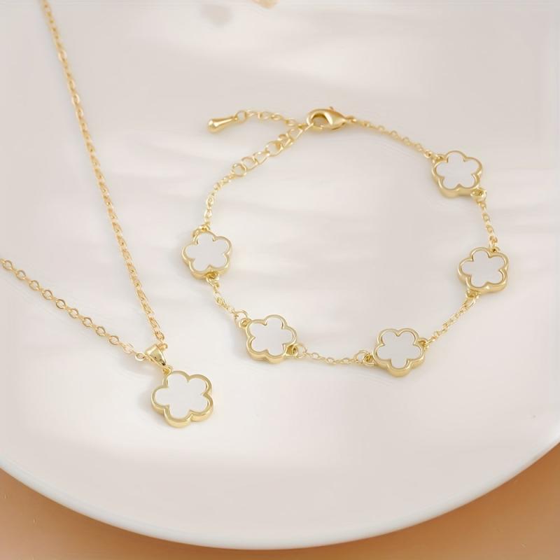 Women's Star Flower Bracelet & Necklace Set Wedding Gift