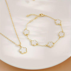 Women's Star Flower Bracelet & Necklace Set Wedding Gift