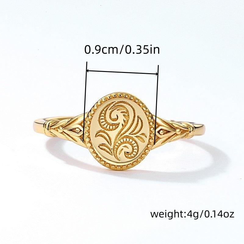 14k Plated Flower Signet Ring for Daily Outfits & Parties