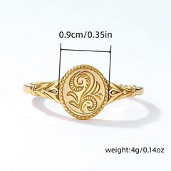 14k Plated Flower Signet Ring for Daily Outfits & Parties