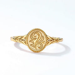 14k Plated Flower Signet Ring for Daily Outfits & Parties