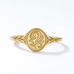 14k Plated Flower Signet Ring for Daily Outfits & Parties