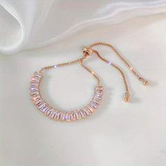 Flash Zircon Chain Bracelet Adjustable Copper Hand Jewelry