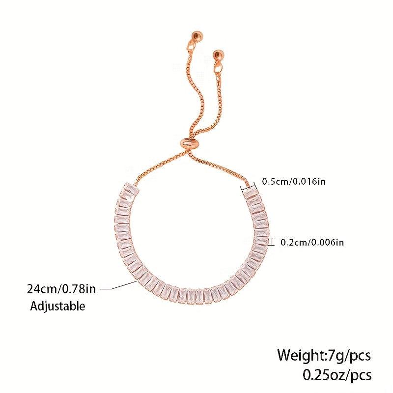 Flash Zircon Chain Bracelet Adjustable Copper Hand Jewelry