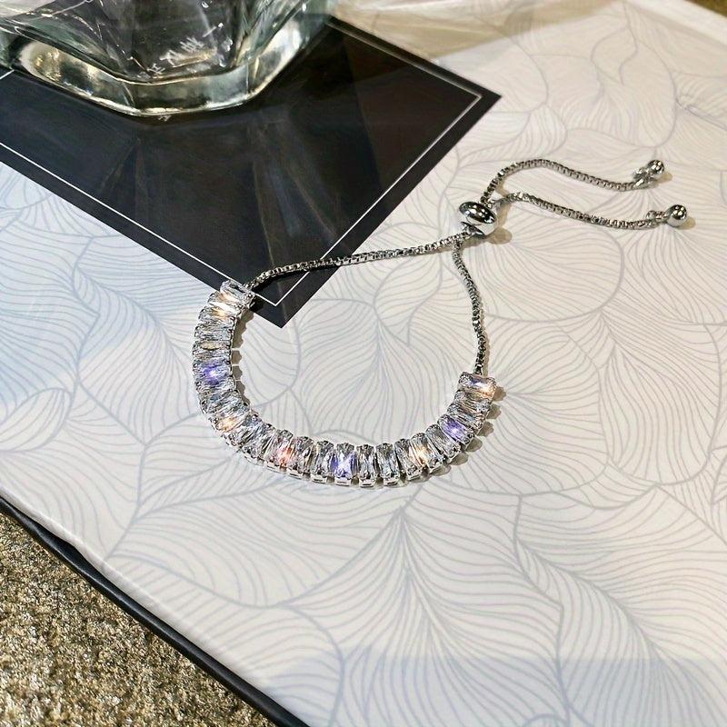 Flash Zircon Chain Bracelet Adjustable Copper Hand Jewelry