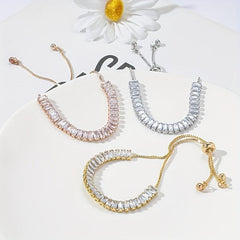 Flash Zircon Chain Bracelet Adjustable Copper Hand Jewelry
