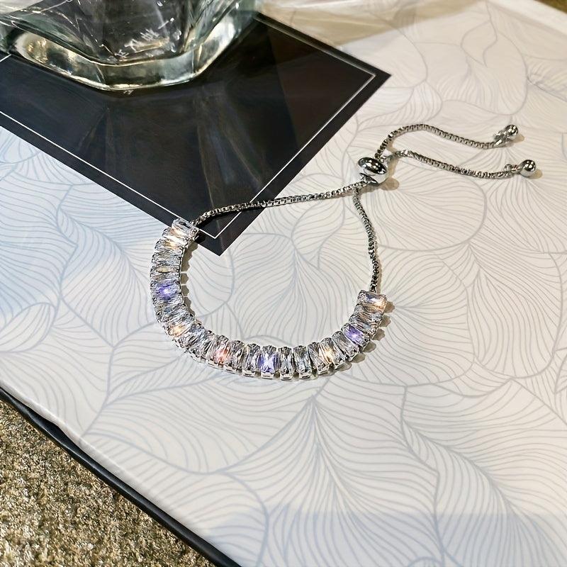 Flash Zircon Chain Bracelet Adjustable Copper Hand Jewelry
