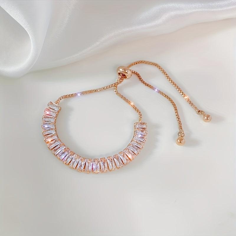 Flash Zircon Chain Bracelet Adjustable Copper Hand Jewelry