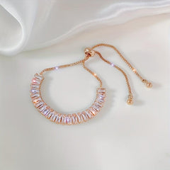 Flash Zircon Chain Bracelet Adjustable Copper Hand Jewelry