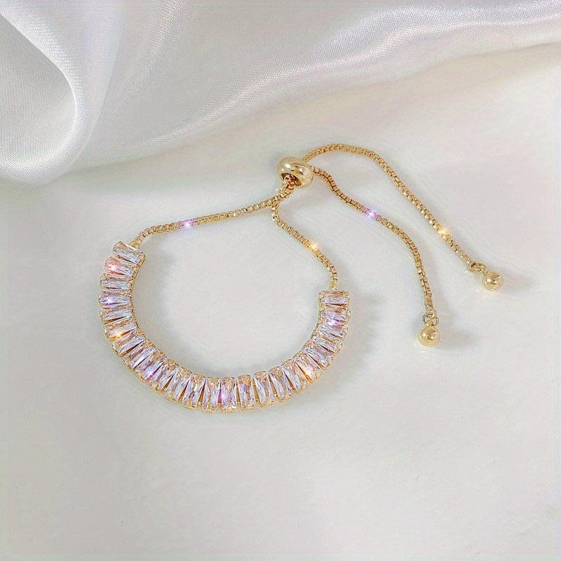 Flash Zircon Chain Bracelet Adjustable Copper Hand Jewelry