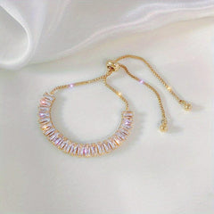 Flash Zircon Chain Bracelet Adjustable Copper Hand Jewelry