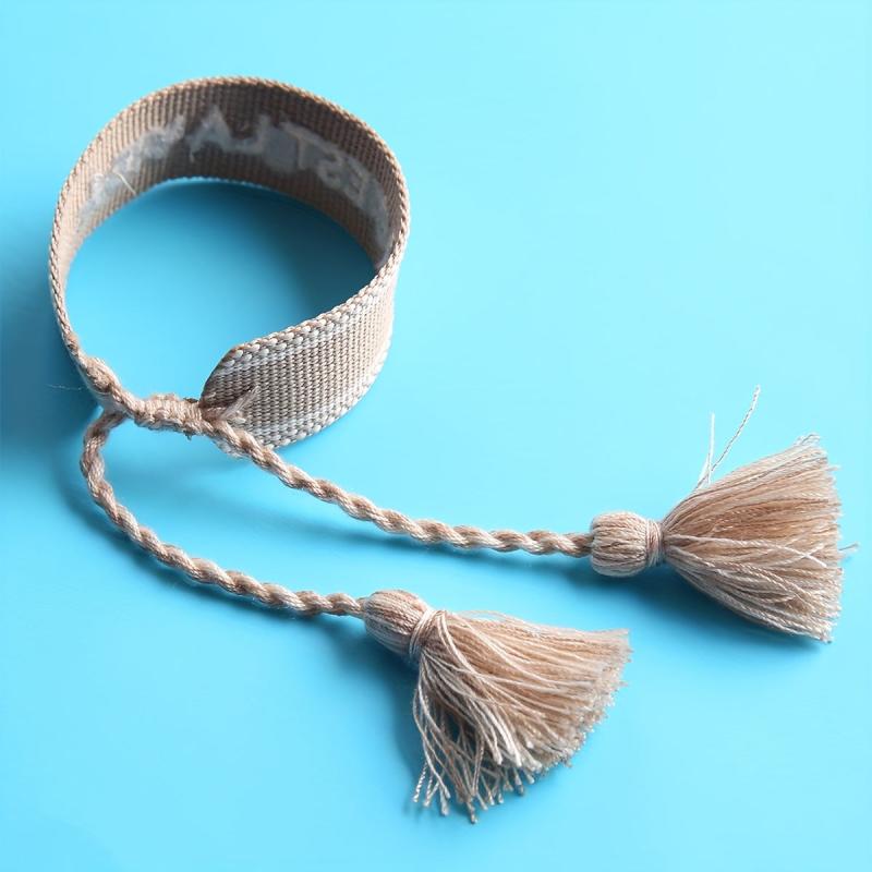 Tassel Pendant Embroidered Braided Bracelet Adjustable Hand Strap