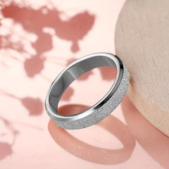 Kpop Style Stainless Steel Band Ring, Frosted Surface, Unisex