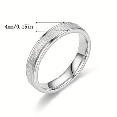 Kpop Style Stainless Steel Band Ring, Frosted Surface, Unisex