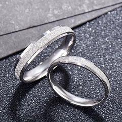 Kpop Style Stainless Steel Band Ring, Frosted Surface, Unisex