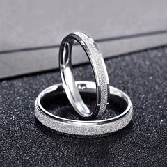 Kpop Style Stainless Steel Band Ring, Frosted Surface, Unisex