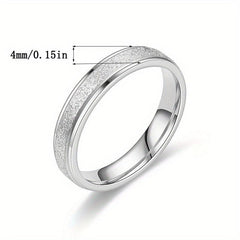 Kpop Style Stainless Steel Band Ring, Frosted Surface, Unisex