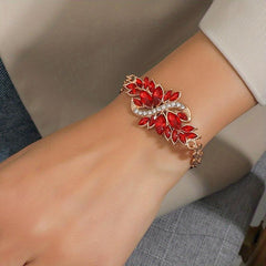 S-Shape Rhinestone Bracelet Adjustable Faux Gemstone Hand Jewelry