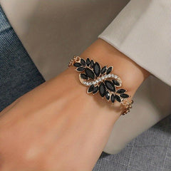 S-Shape Rhinestone Bracelet Adjustable Faux Gemstone Hand Jewelry