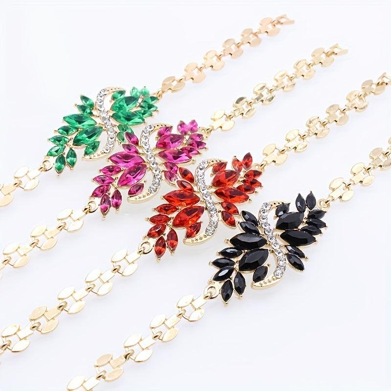 S-Shape Rhinestone Bracelet Adjustable Faux Gemstone Hand Jewelry
