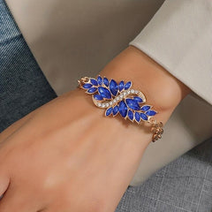 S-Shape Rhinestone Bracelet Adjustable Faux Gemstone Hand Jewelry