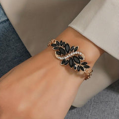 S-Shape Rhinestone Bracelet Adjustable Faux Gemstone Hand Jewelry