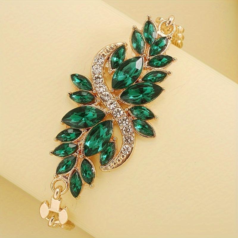 S-Shape Rhinestone Bracelet Adjustable Faux Gemstone Hand Jewelry