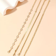 4pcs Crystal Chain Bracelet Set Stackable Hand Jewelry