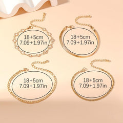 4pcs Crystal Chain Bracelet Set Stackable Hand Jewelry