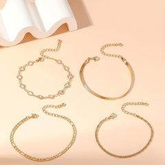 4pcs Crystal Chain Bracelet Set Stackable Hand Jewelry