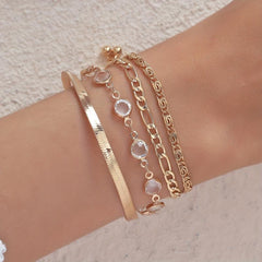 4pcs Crystal Chain Bracelet Set Stackable Hand Jewelry