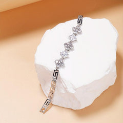Zircon Lucky Clover Tennis Bracelet For Women Daily Wear