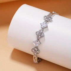 Zircon Lucky Clover Tennis Bracelet For Women Daily Wear