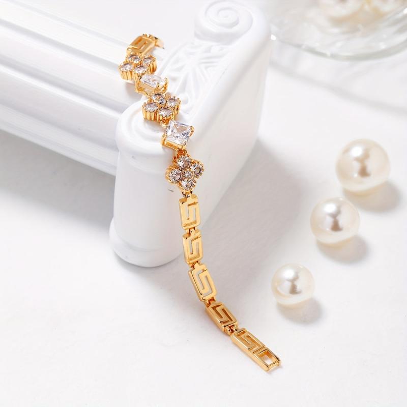Zircon Lucky Clover Tennis Bracelet For Women Daily Wear
