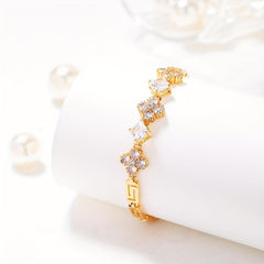 Zircon Lucky Clover Tennis Bracelet For Women Daily Wear