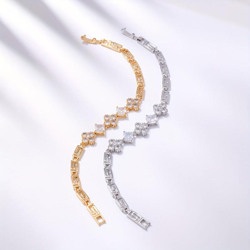 Zircon Lucky Clover Tennis Bracelet For Women Daily Wear