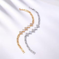 Zircon Lucky Clover Tennis Bracelet For Women Daily Wear