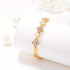 Zircon Lucky Clover Tennis Bracelet For Women Daily Wear