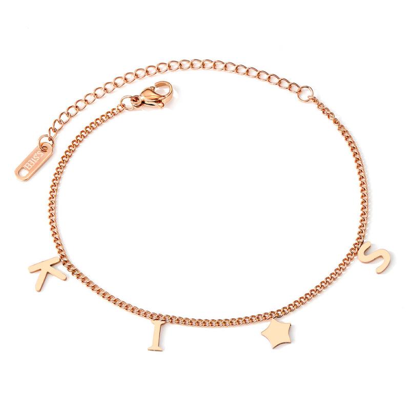 Letter Star Pendant Bracelet Stainless Steel Promise Jewelry Gift
