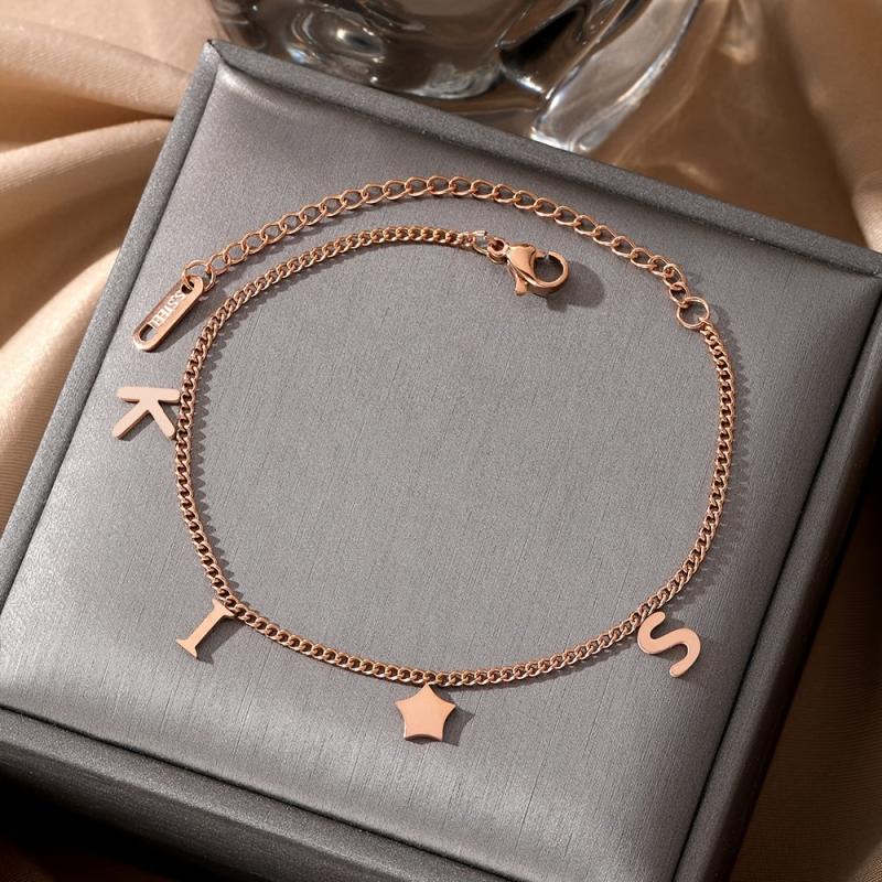 Letter Star Pendant Bracelet Stainless Steel Promise Jewelry Gift