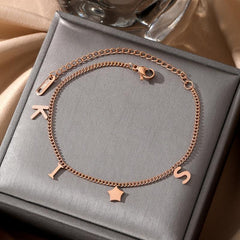 Letter Star Pendant Bracelet Stainless Steel Promise Jewelry Gift