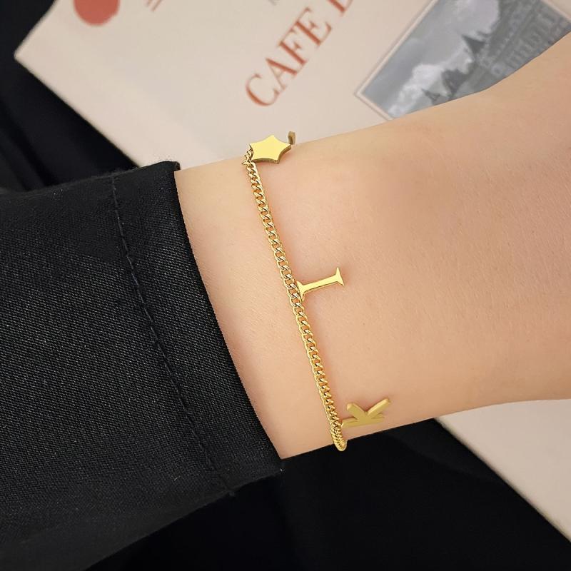 Letter Star Pendant Bracelet Stainless Steel Promise Jewelry Gift