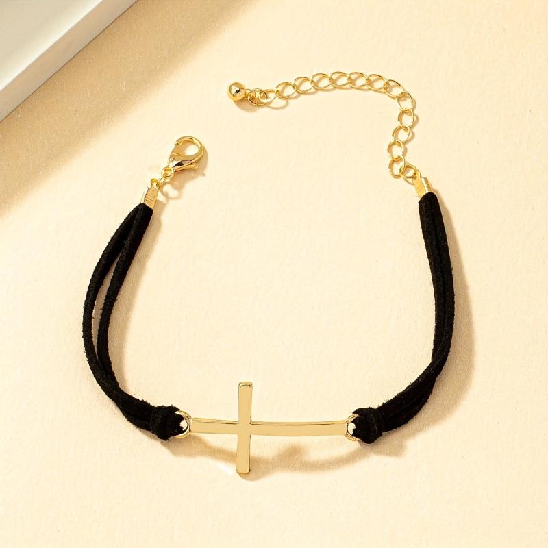 Geometric Cross Braided Wax Rope Bracelet Gift For Women