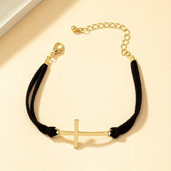 Geometric Cross Braided Wax Rope Bracelet Gift For Women