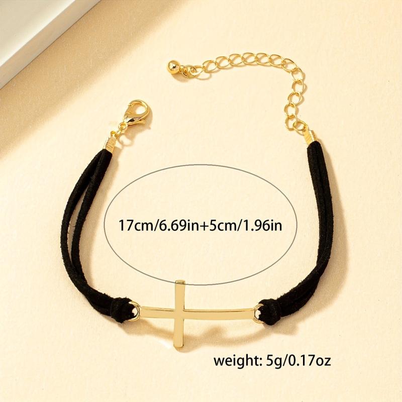 Geometric Cross Braided Wax Rope Bracelet Gift For Women