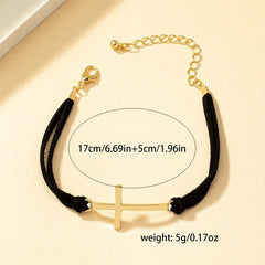 Geometric Cross Braided Wax Rope Bracelet Gift For Women